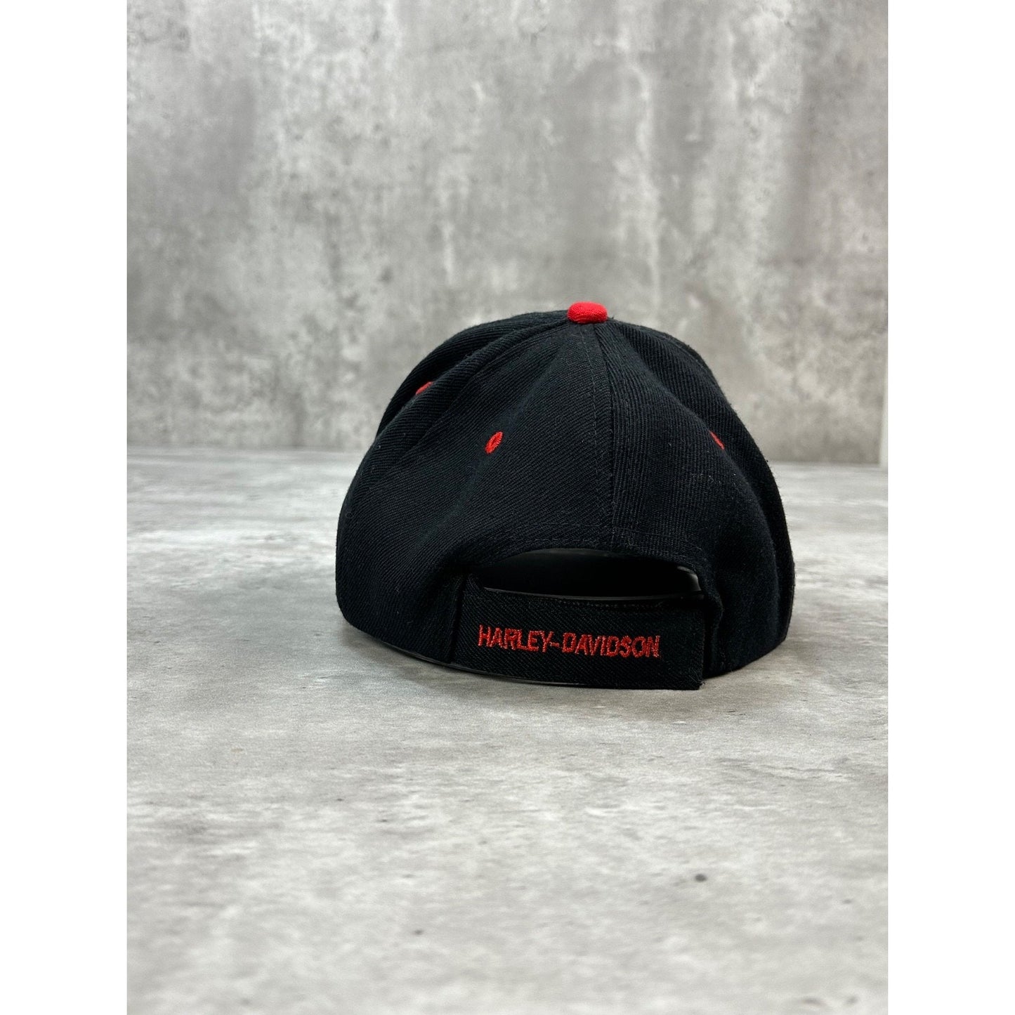 Vintage 2000s Harley Davidson Embroidered Flame Logo Strapback Hat OSFA