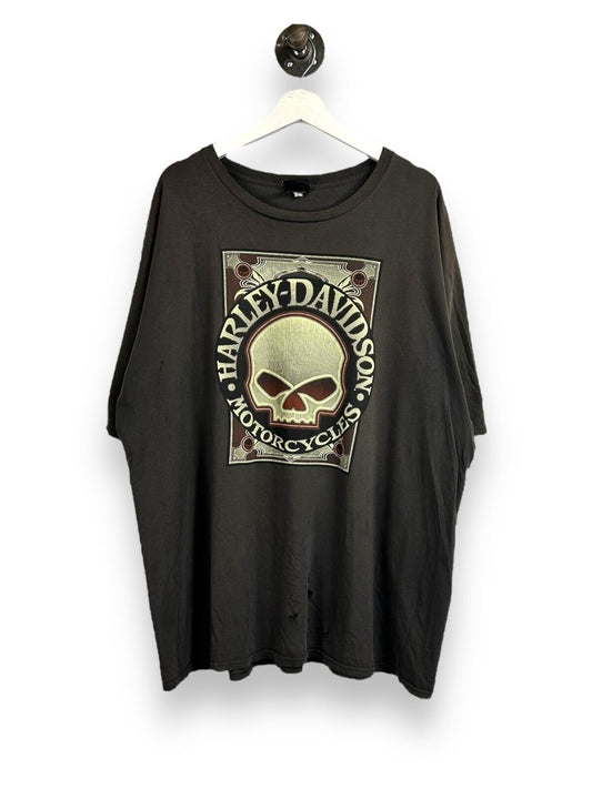 Harley Davidson Motorcycles Skull Graphic Spell Out T-shirt Size 3XL Gray