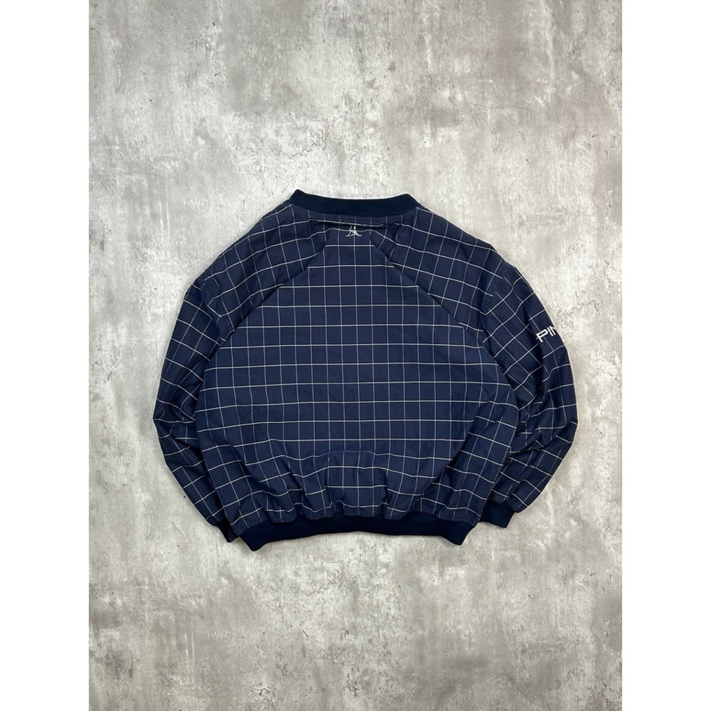 Vintage PING Tall Grass Golf Club Checkered Print Pullover Nylon Jacket Sz Large