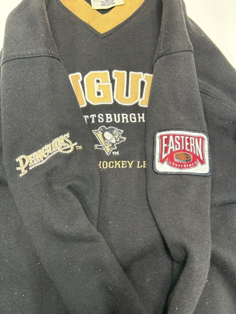 Vintage Pittsburgh Penguins NHL Embroidered Spellout Hockey Sweatshirt Sz Medium