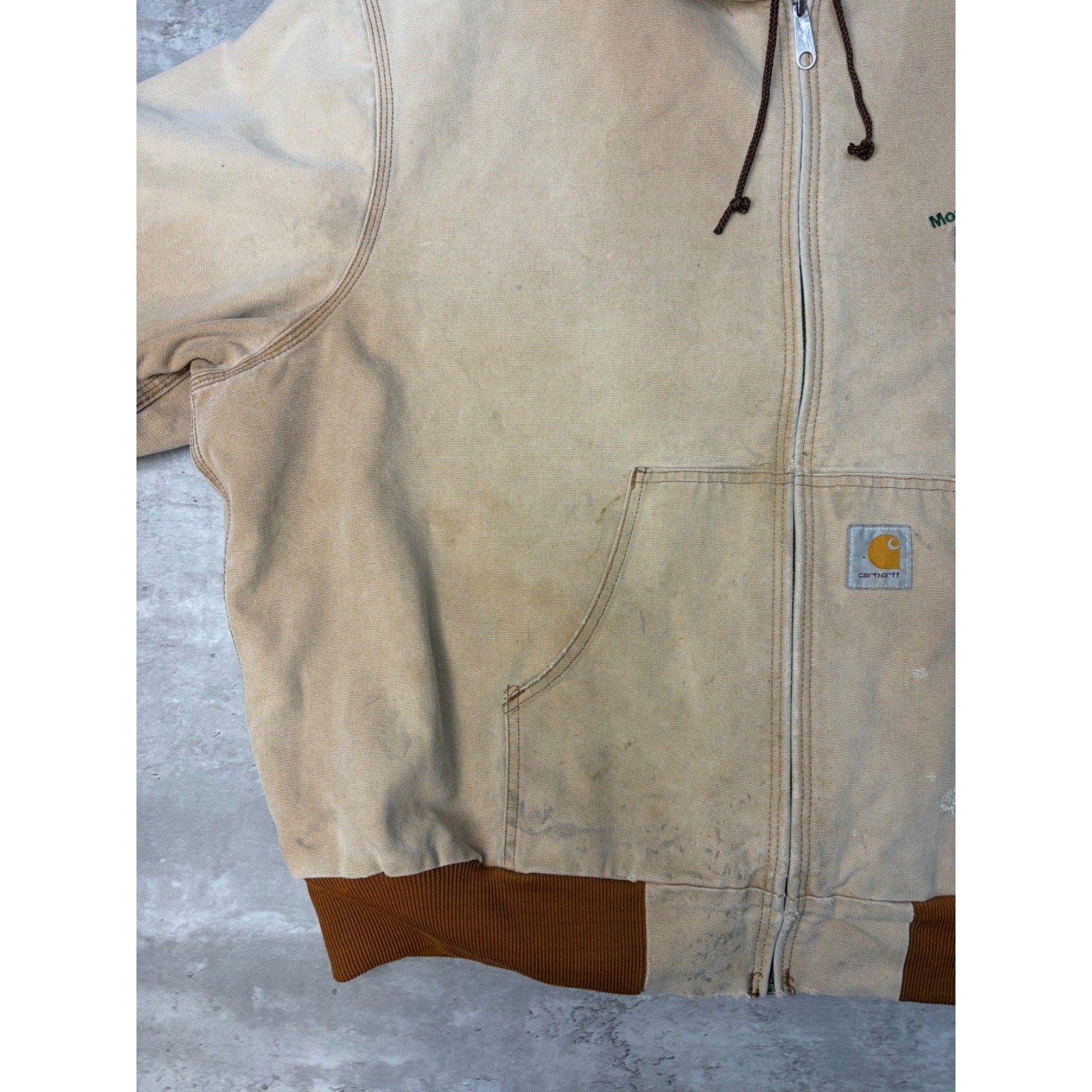 Vintage Carhartt Workwear Thermal Lined Hooded Bomber Jacket Sz 3XL J03 BRN