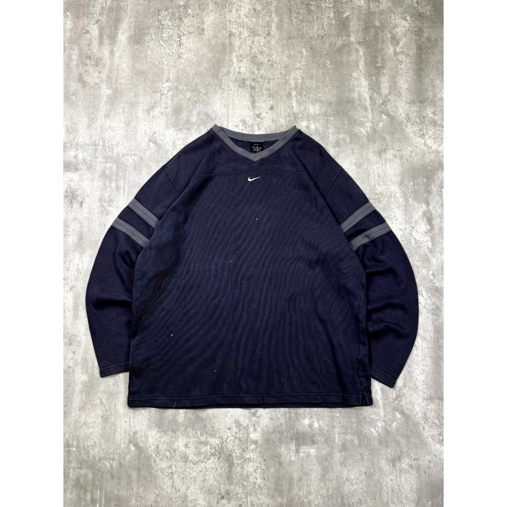 Vintage Nike Embroiered Middle Swoosh Striped Sweatshirt Size XL