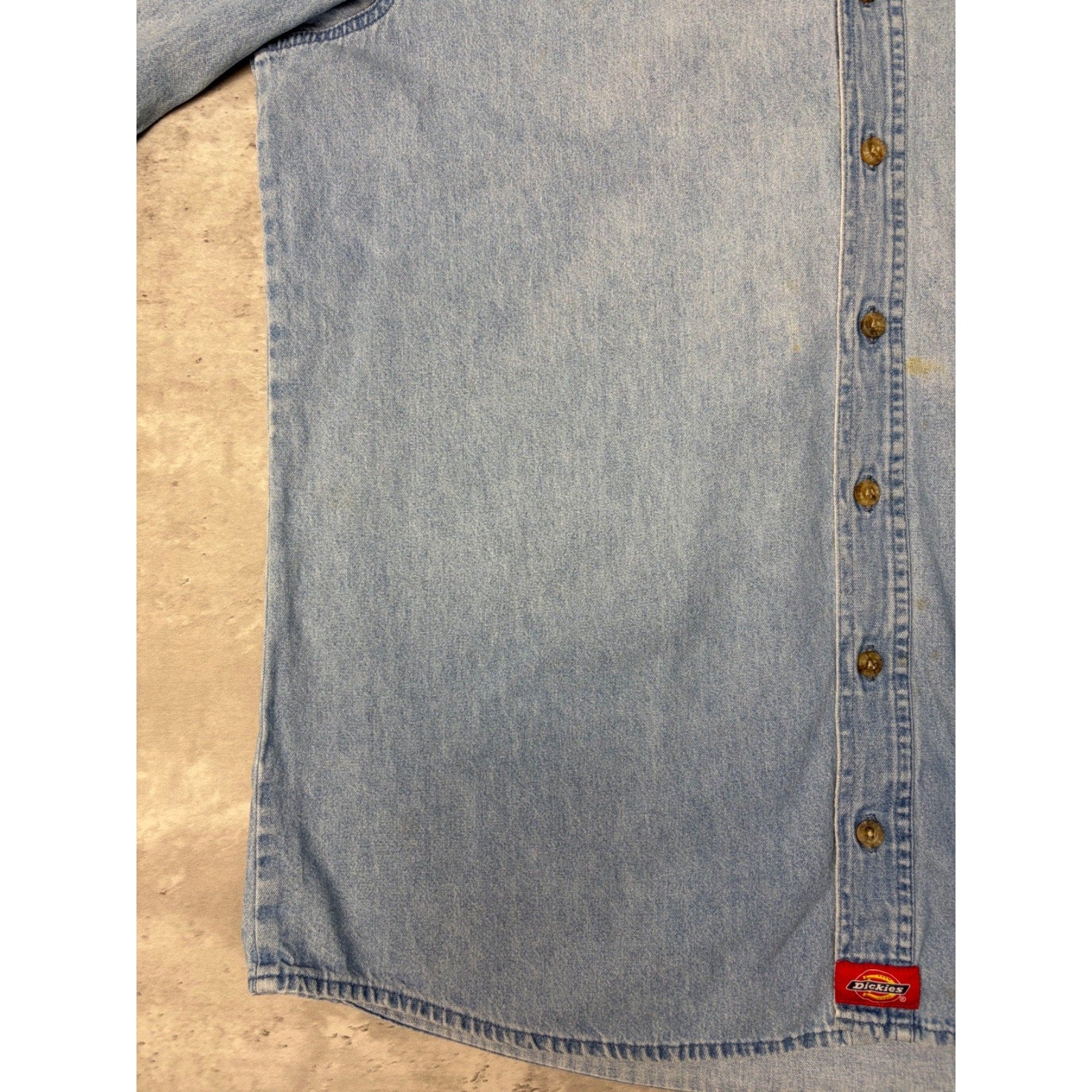 Vintage Dickies Light Wash Denim Single Pocket Button Up Shirt Size XLT