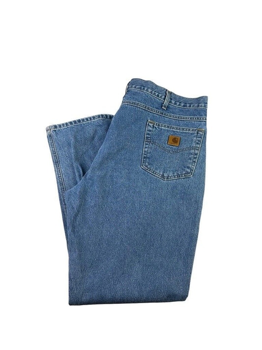 Vintage Carhartt Straight Fit Medium Wash Work Wear Denim Pants Size 42W B18STW