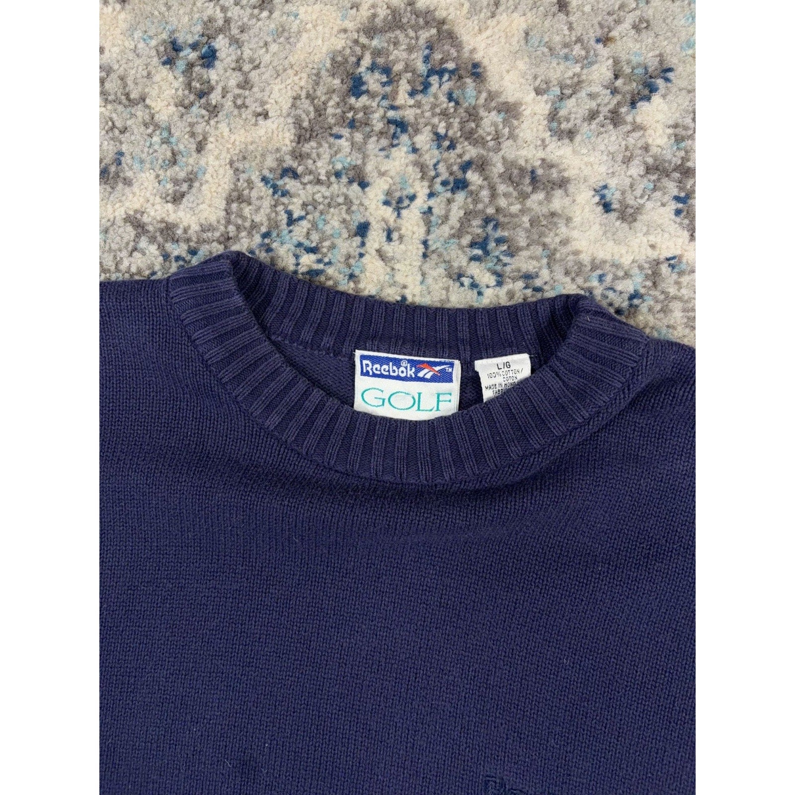 Vintage 90s Reebok Golf Embroidered Tonal Logo Pullover Knit Sweater Size Large