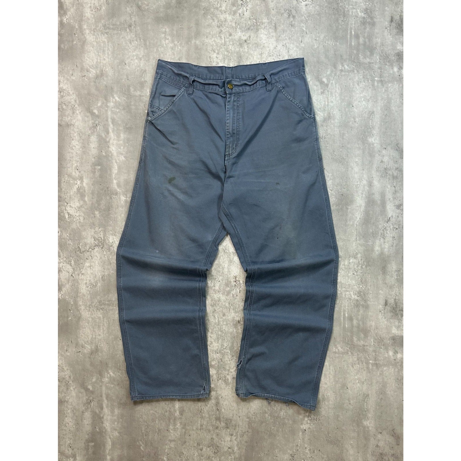 Vintage Carhartt Canvas Workwear Steel Blue Pants Size 36
