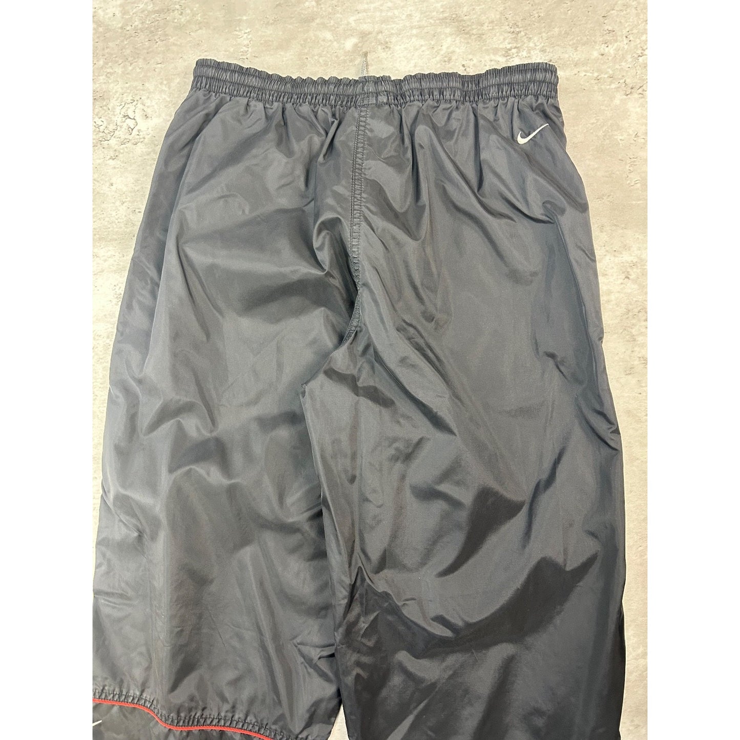 Vintage Nike Embroidered Swoosh Nylon Track Pants Size Medium Black