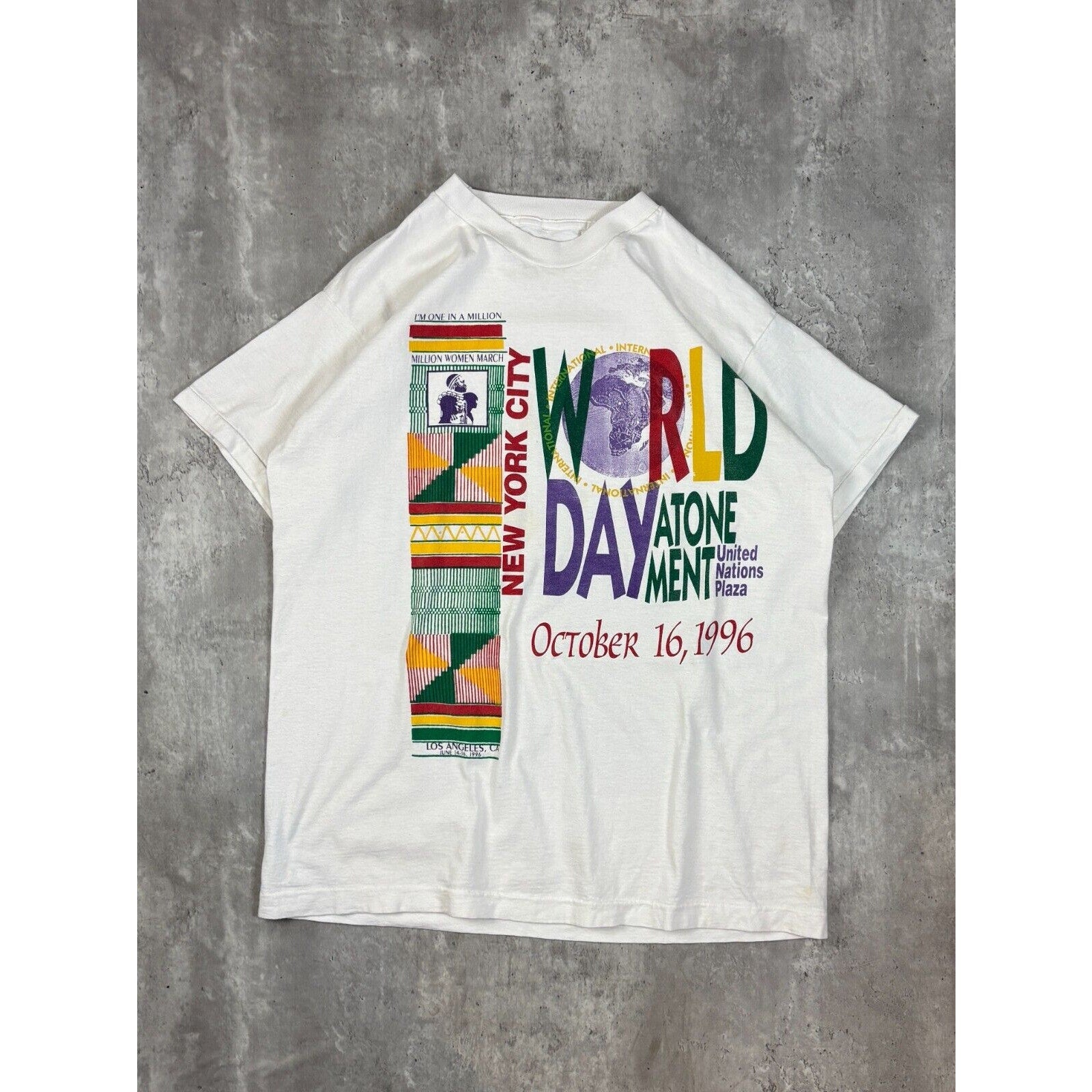 Vintage 1996 NYC Day Of Atonement Million Man March Graphic T-Shirt Size XL