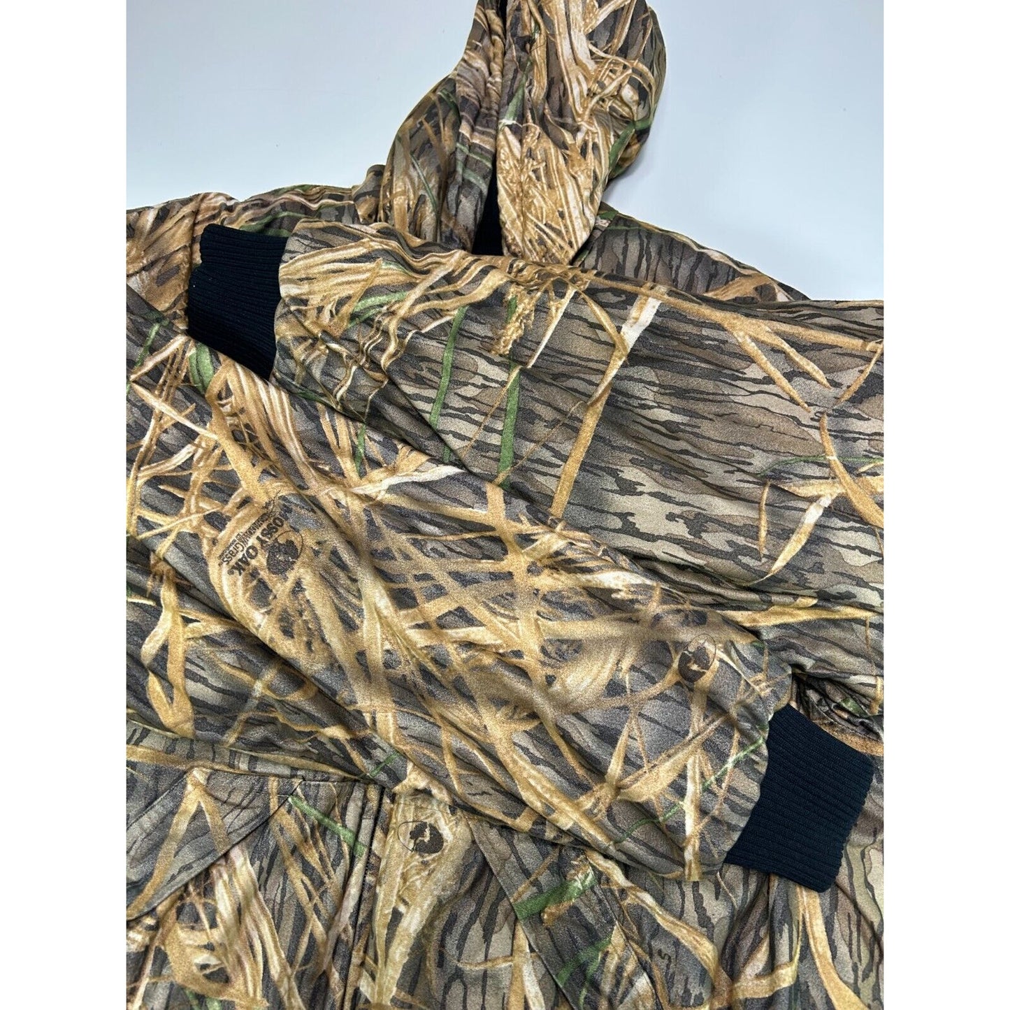 Vintage Insulated Mossy Oak Shadow Grass Camo Hooded Hunting Jacket Size Large