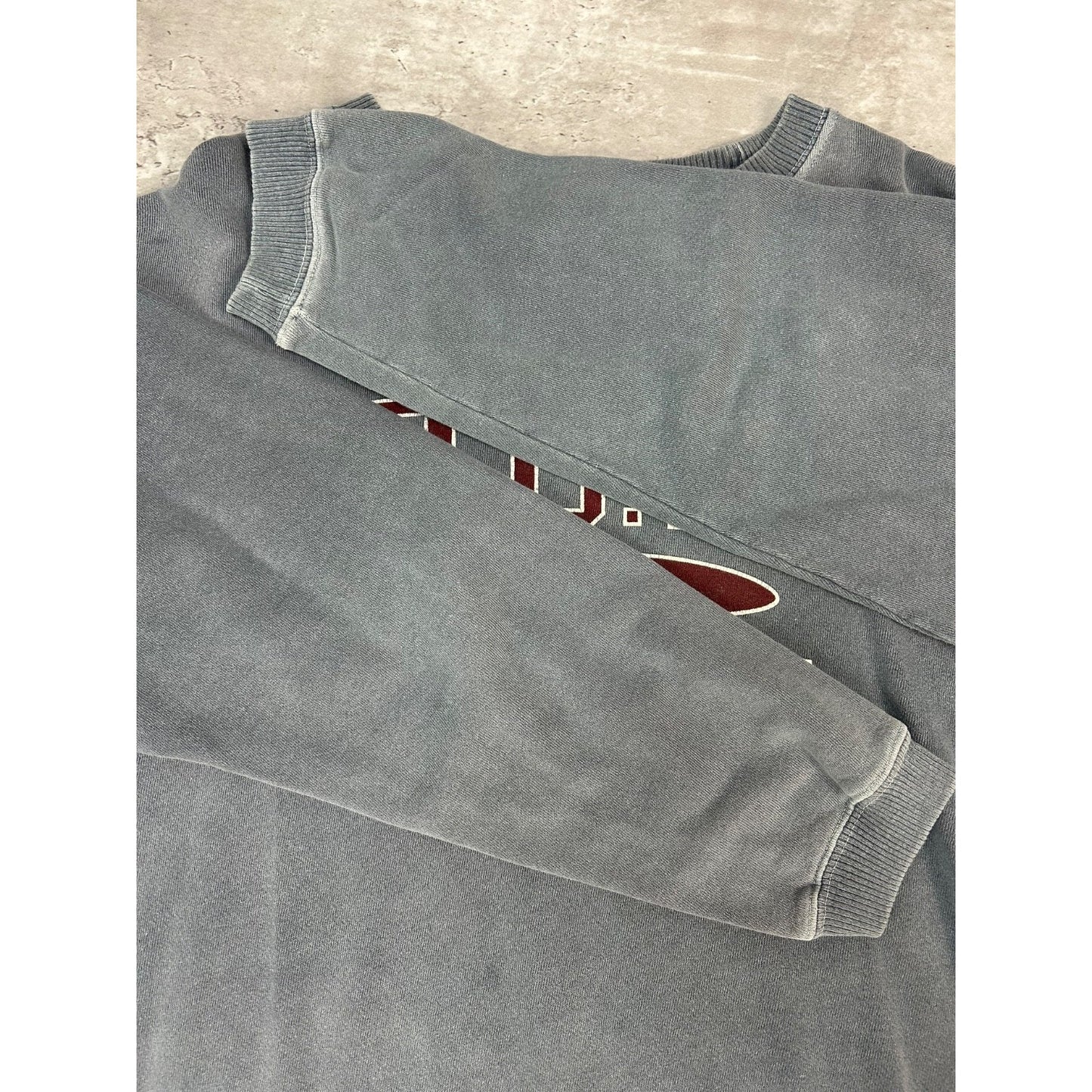 Vintage BUM Equipment Embroidered Spellout Sweatshirt Size Large Gray