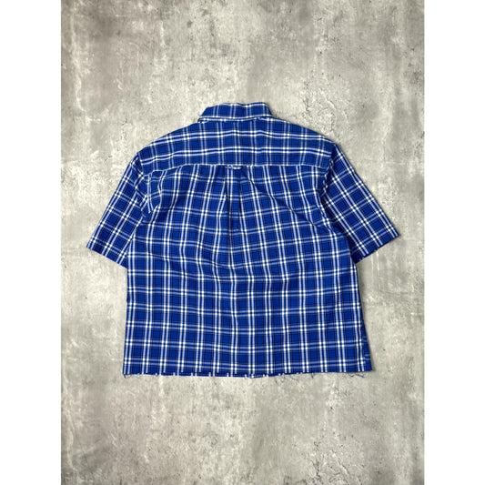 Vintage Chaps Ralph Lauren Plaid Reworked Cropped Button Up Shirt Size Medium