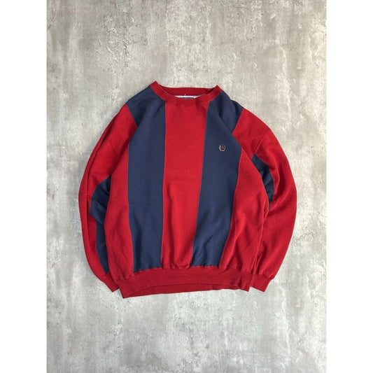 Vintage Chaps Embroidered Crest Striped Crewneck Sweatshirt Size Large