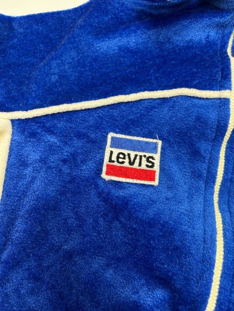 Vintage 1980 Levis USA Olympic Velour Full Zip Track Jacket Size Medium Blue