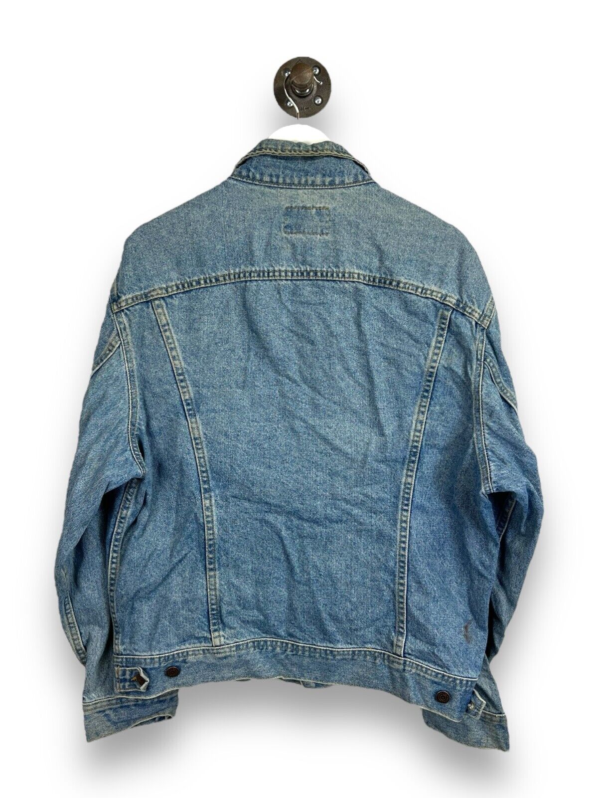 Vintage 90s Lee Jeans Light Wash Denim Trucker Jacket Size Large Blue