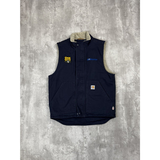 Vintage Carhartt FR Sherpa Lined Canvas Workwear Vest Size Medium