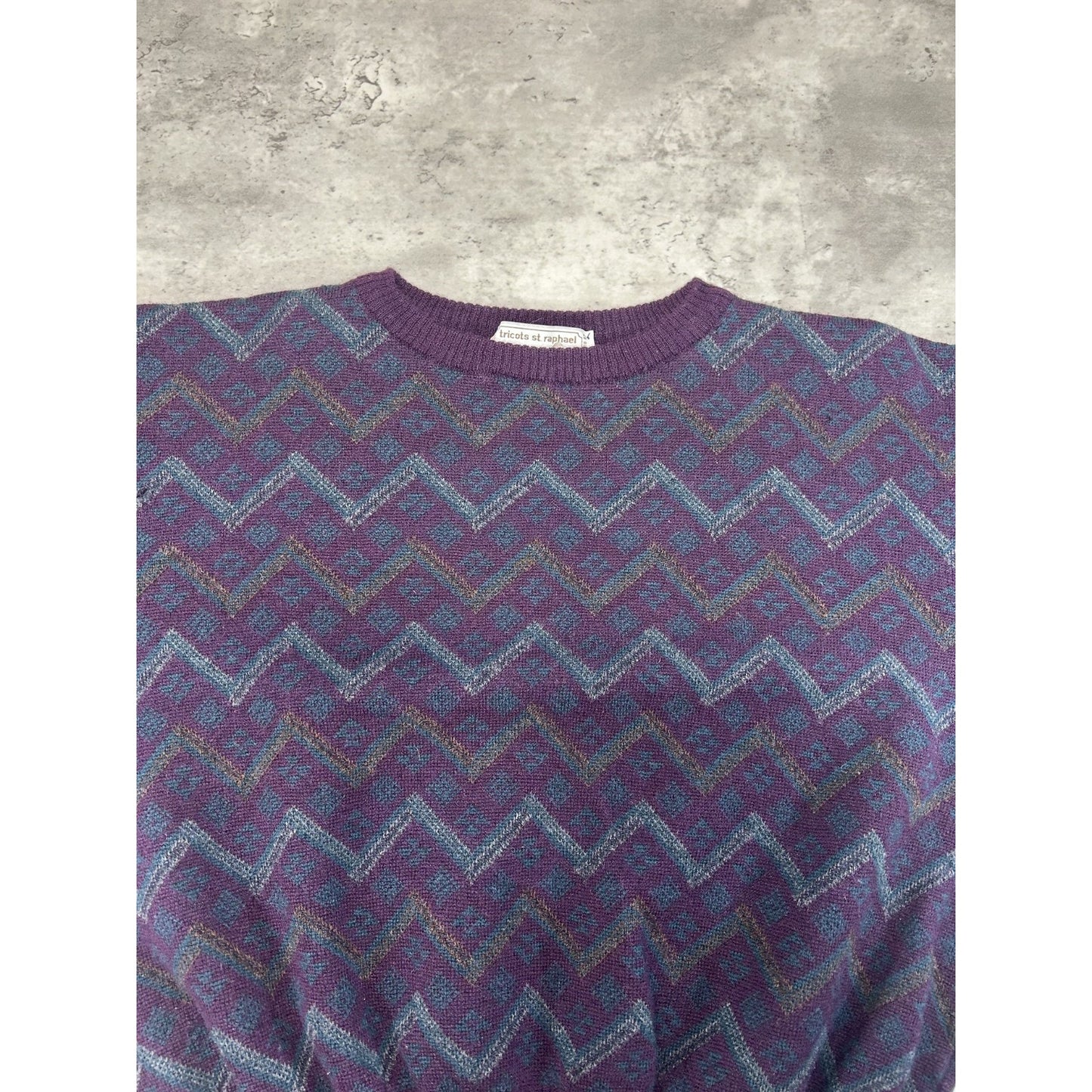 Vintage 80s/90s Tricots St Raphael Abstract Striped Knit Sweater Size Medium