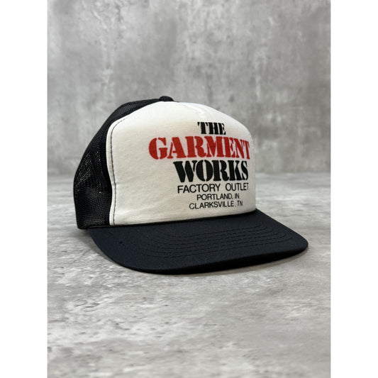 Vintage 80s The Garment Works Factory Outlet Trucker Snapback Hat OSFA