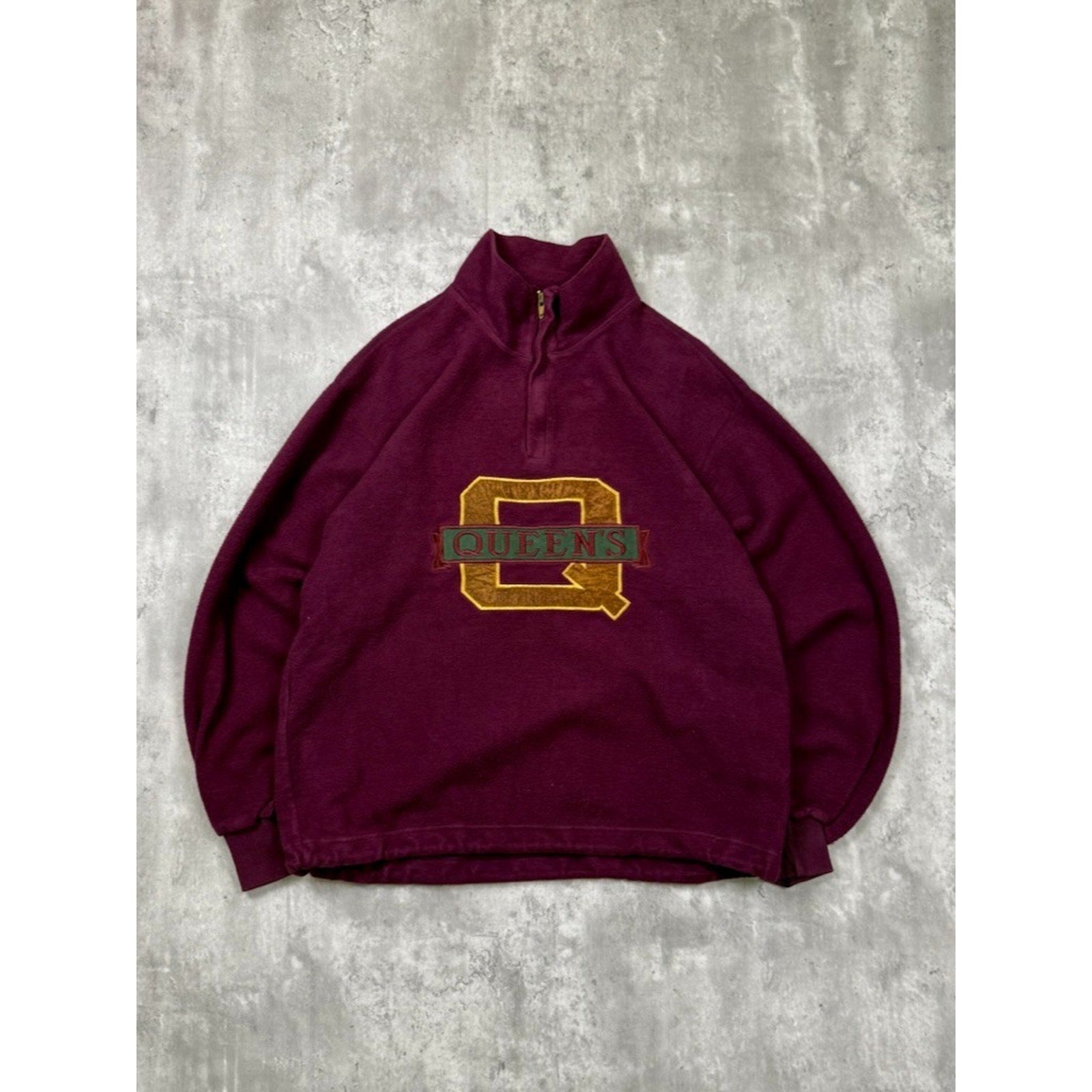 Vintage 90s Queens University Embroidered Logo 1/4 Zip Sweatshirt Size XL