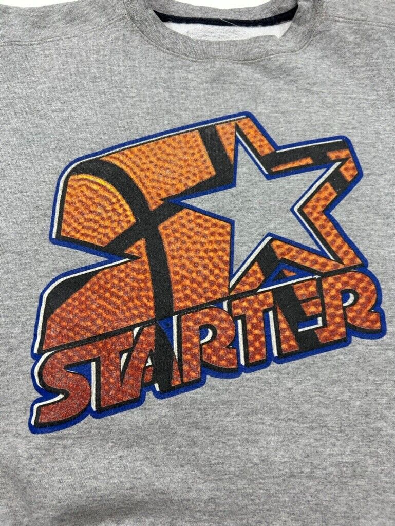 Vintage 90s Starter Basketball Graphic Logo Sweatshirt Size Small Gray