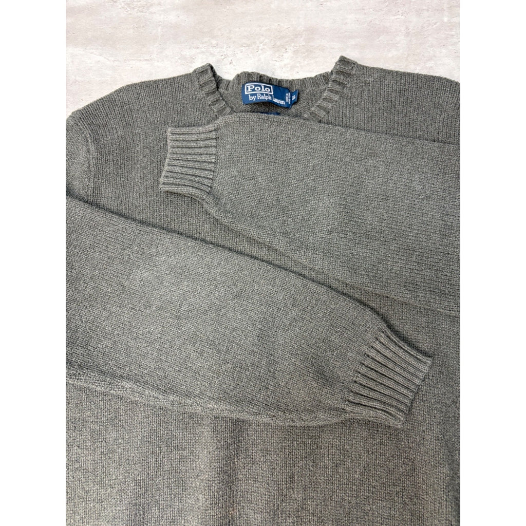 Vintage Polo Ralph Lauren Embroidered Pony Gray Knit Sweater Size XL