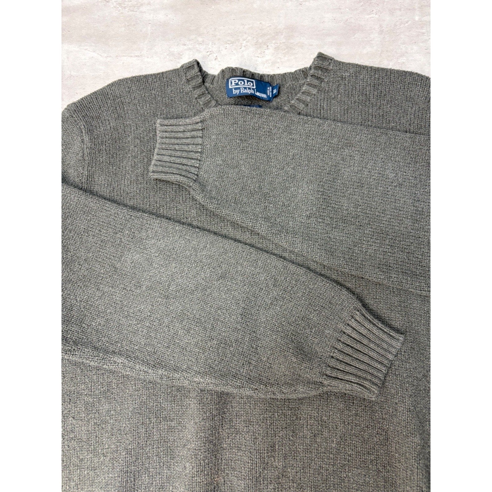 Vintage Polo Ralph Lauren Embroidered Pony Gray Knit Sweater Size XL