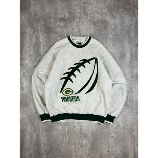 Vintage 90s Green Bay Packers NFL Embroidered Football Sweatshirt Size XXL Gray