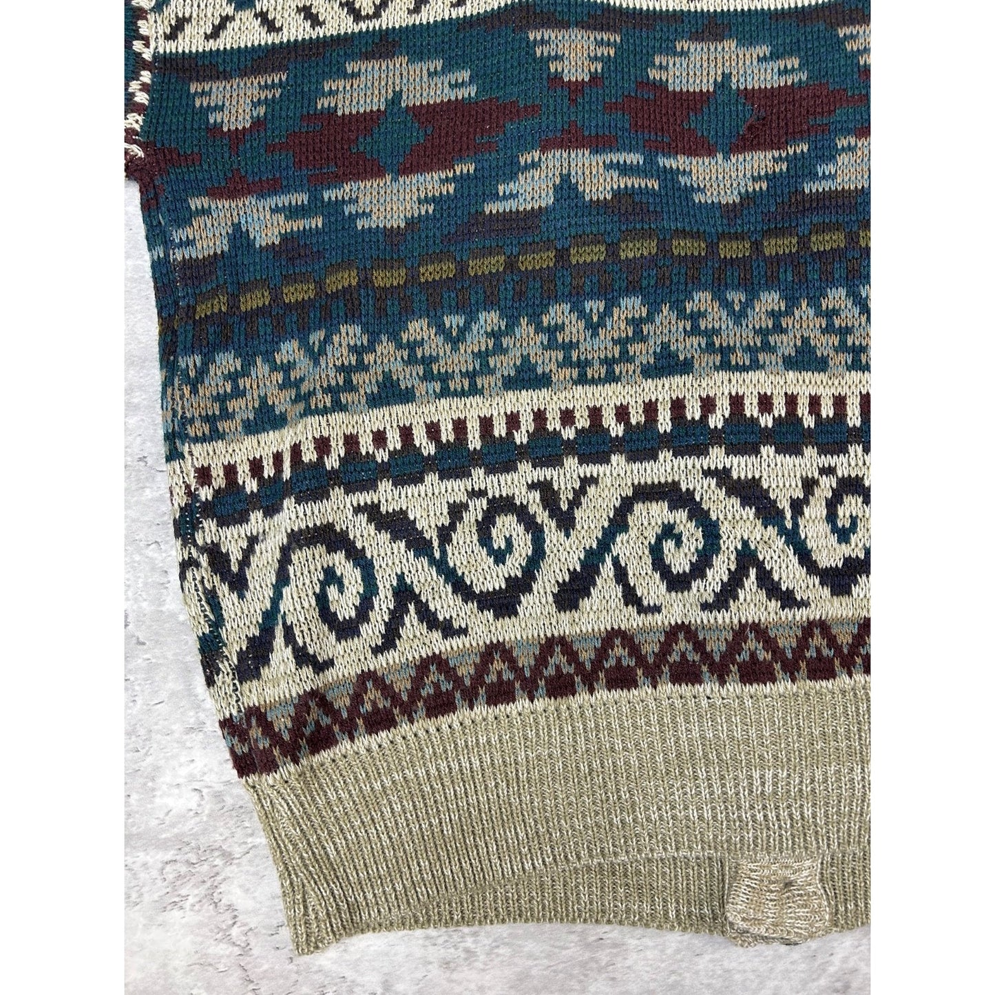 Vintage 90s Design Crew Abstract Striped Knit Cardigan Sweater Size Large