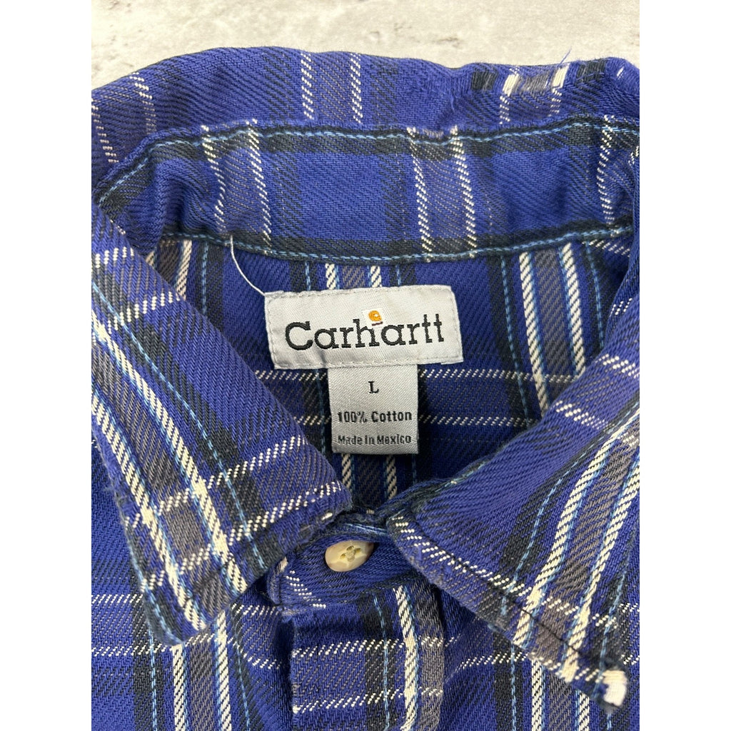 Vintage Carhartt Plaid Double Pocket Workwear Long Sleeve Button Up Shirt Large