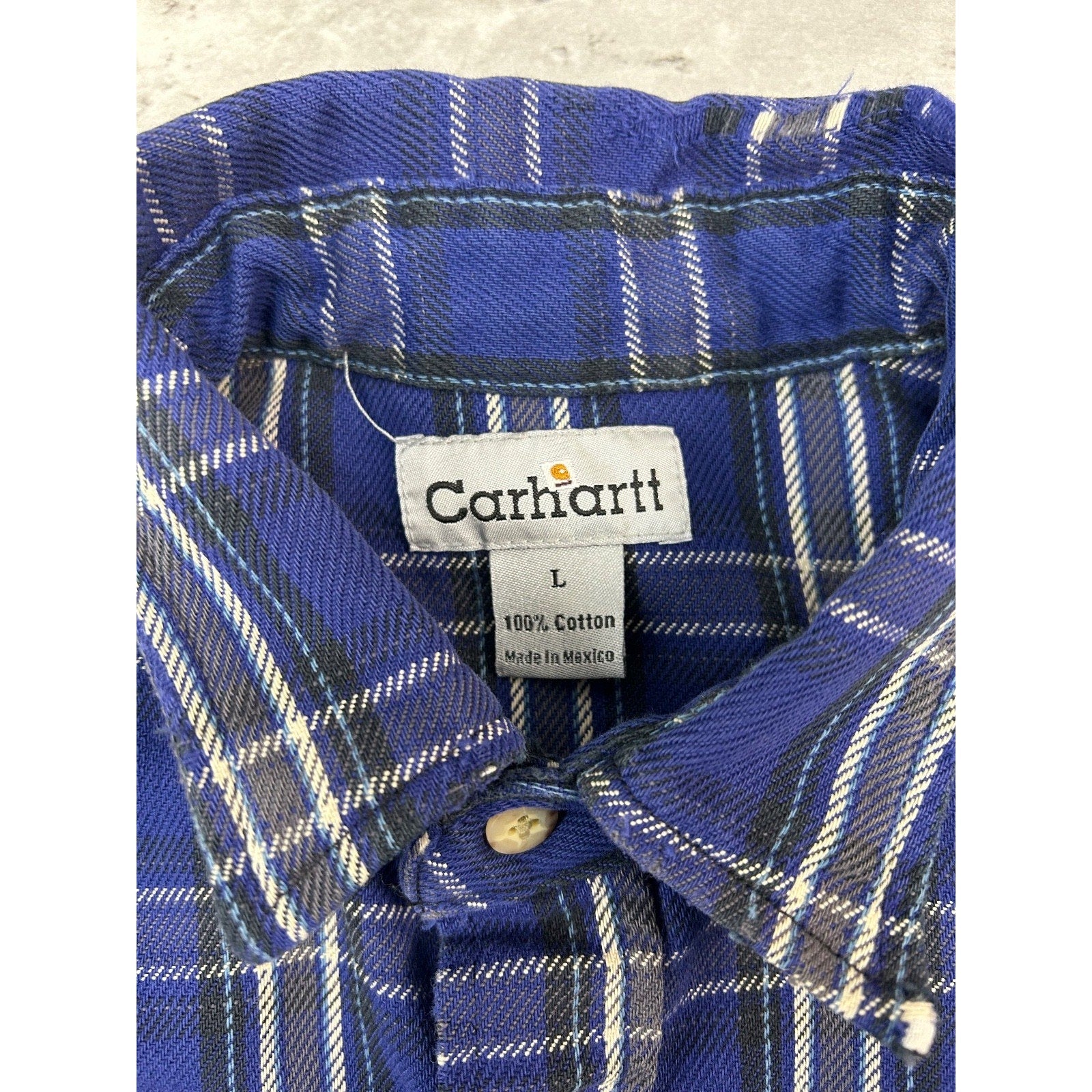Vintage Carhartt Plaid Double Pocket Workwear Long Sleeve Button Up Shirt Large