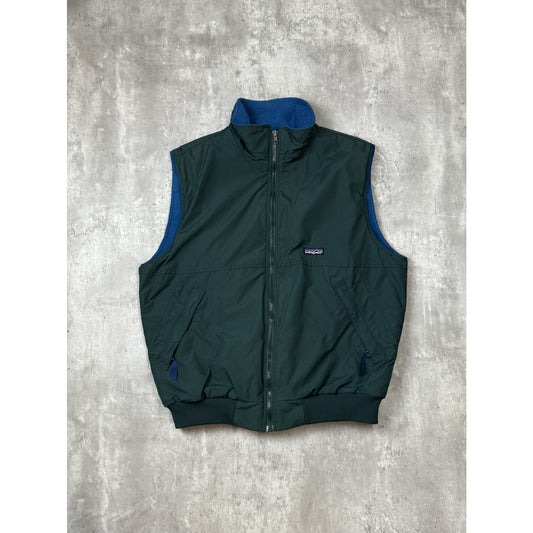 Vintage 90s Patagonia Fleece Lined Nylon Full Zip Vest Size Large Green