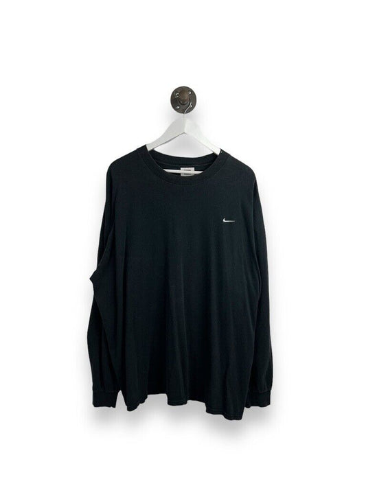 Vintage Y2K Nike Embroidered Mini Swoosh Long Sleeve T-Shirt Size 2XL Black