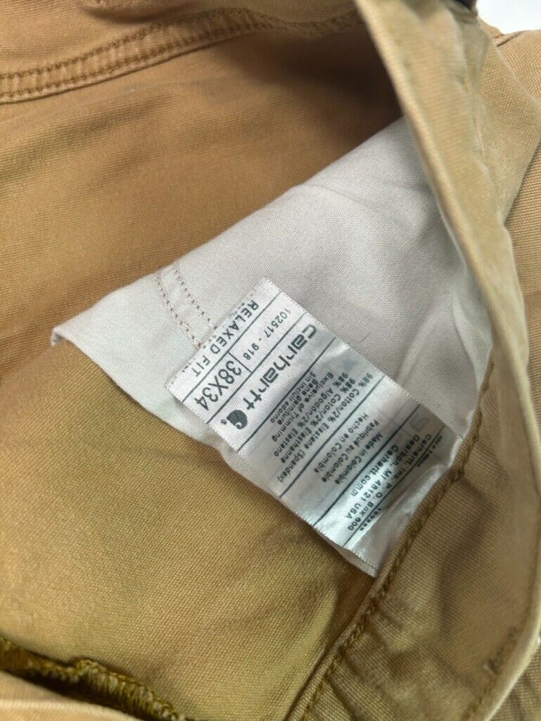 Carhartt Relaxed Fit Canvas Workwear Five Pocket Pants Size 37 Tan