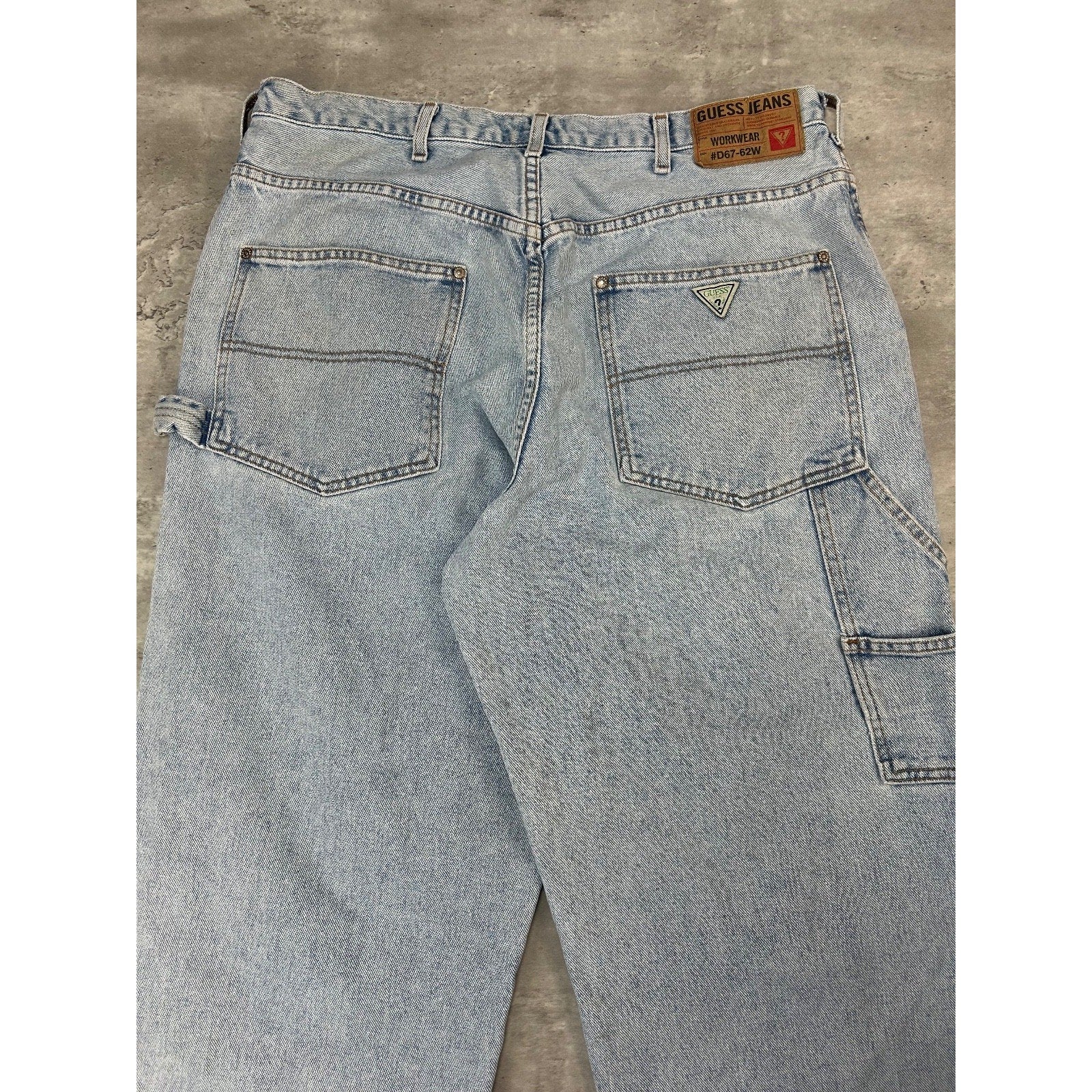 Vintage 90s Guess Jeans Light Wash Denim Carpenter Pants Size 36