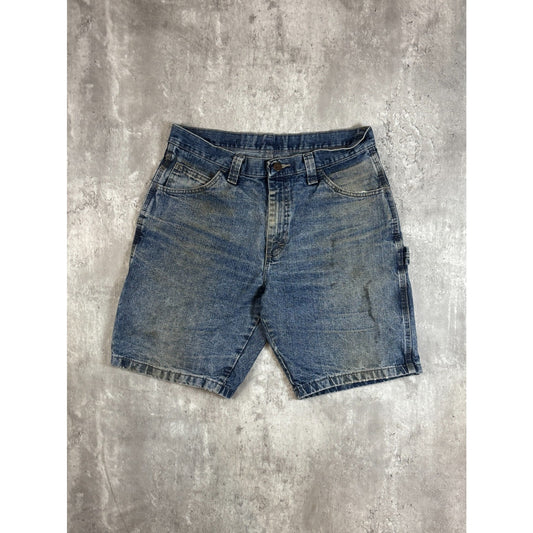 Vintage Wrangler Medium Wash Denim Workwear Carpenter Shorts Size 32 Blue