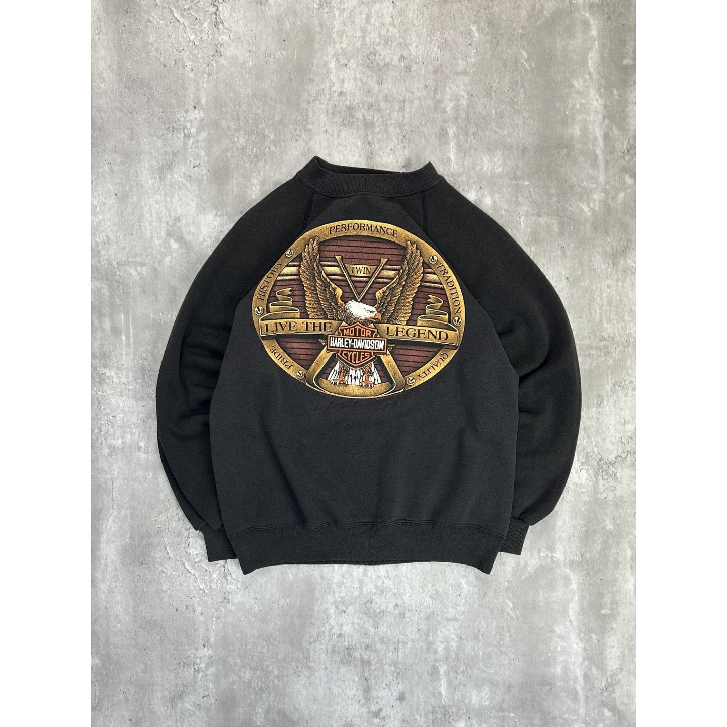 Vintage 1992 Harley Davidson Bald Eagle Classic Logo Graphic Sweatshirt Medium