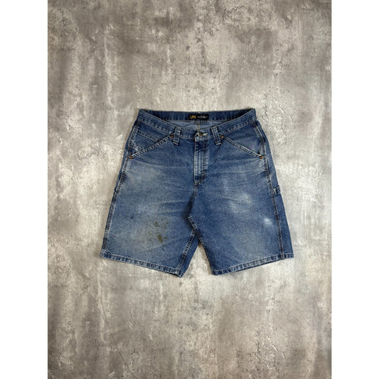 Vintage Lee Dungaree Medium Wash Denim Workwear Carpenter Shorts Size 32 Blue
