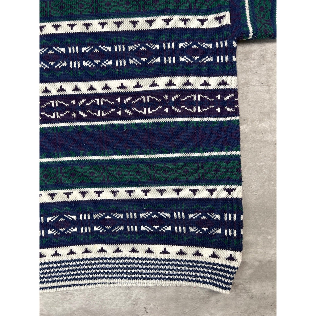 Vintage 90s The Custom Club Abstract Striped Print Knit Sweater Size Medium