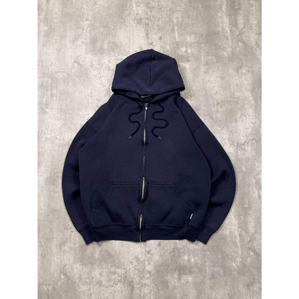 Vintage 90s Discus Athletic Blank Full Zip Navy Hooded Sweatshirt Size Medium