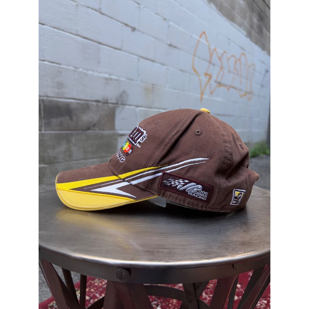 Vintage M&M Racing Embroidered Mascot Graphic Spellout Strapback Hat OSFA
