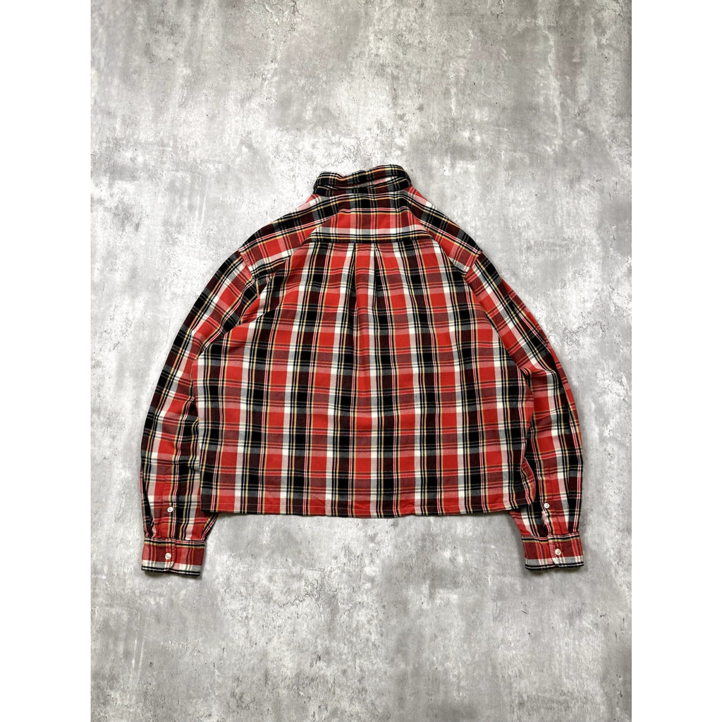 Vintage Polo Ralph Lauren Single Pocket Plaid Cropped Button Up Shirt Size XL