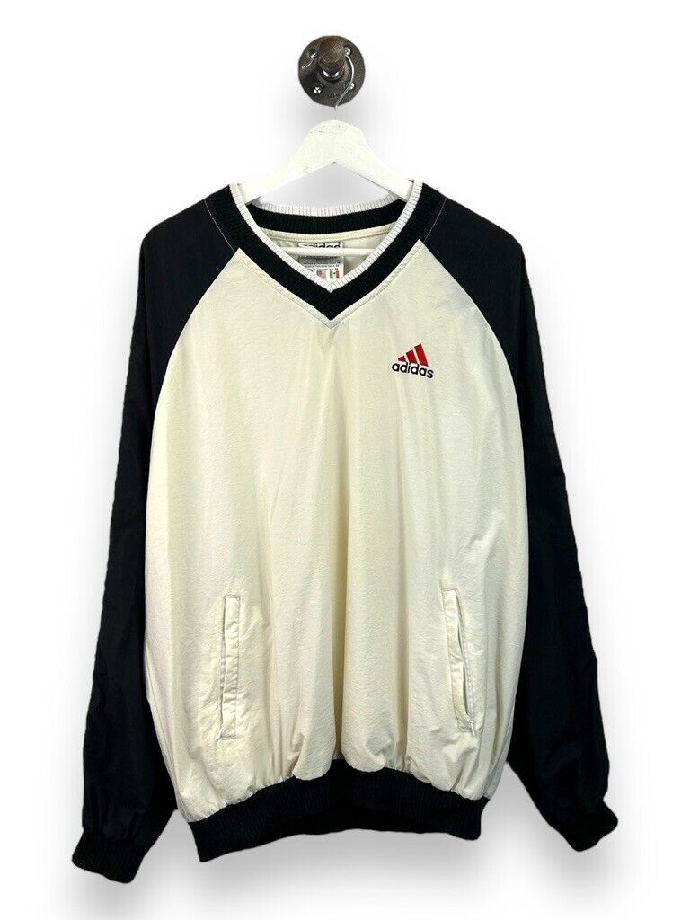 Vintage 90s Adidas Embroidered Logo Nylon Pull Over Windbreaker Jacket Sz Medium