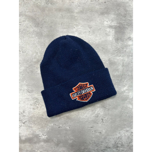 Vintage Harley Davidson Motorcycles Embroidered Crest Beanie Hat OSFA
