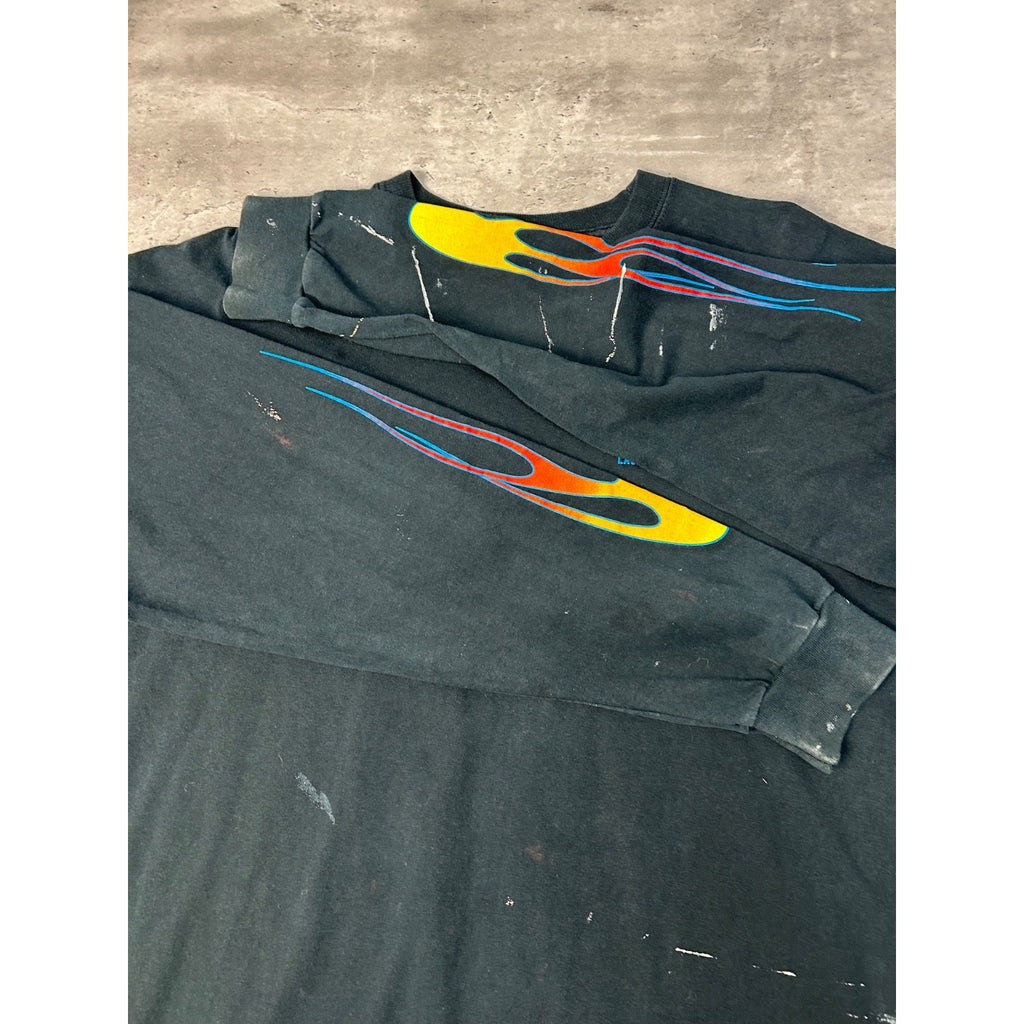 Vintage Hard Rock Cafe Las Vegas Flame Print Long Sleeve T-Shirt Size XL