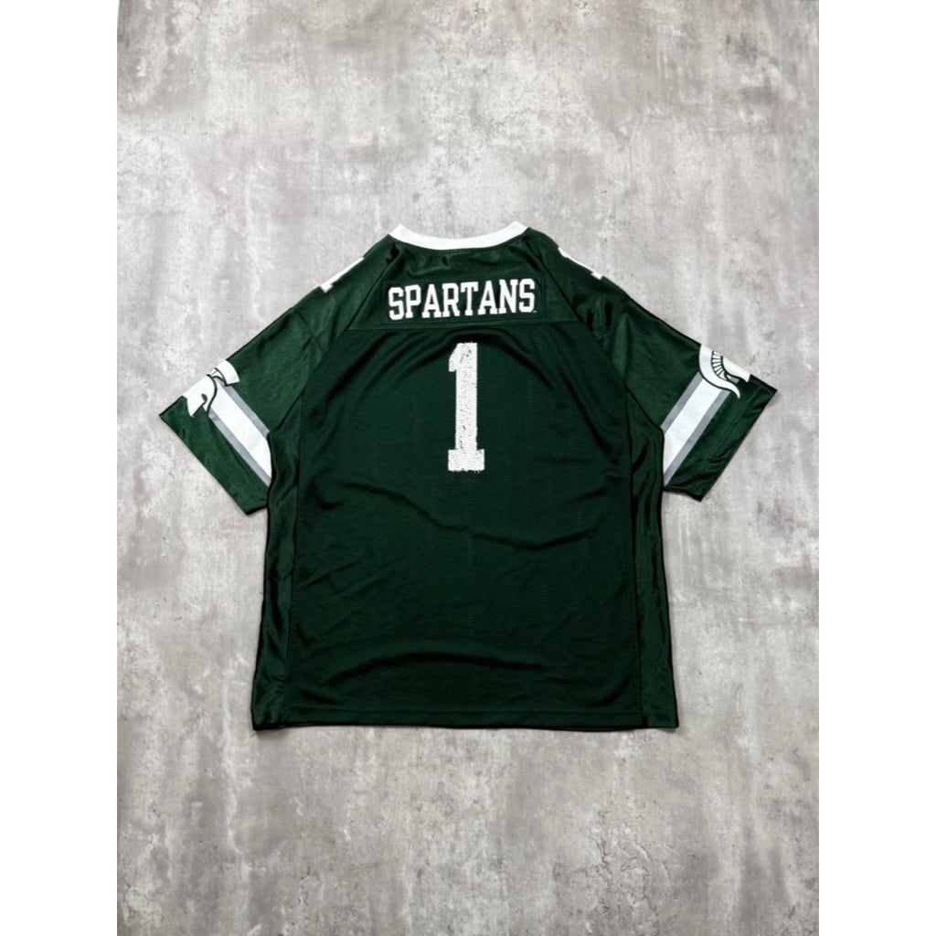 Vintage Michigan State Spartans NCAA #1 Starter Green Football Jersey Size XL