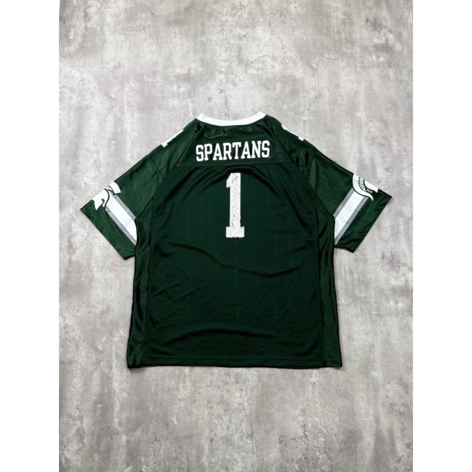 Vintage Michigan State Spartans NCAA #1 Starter Green Football Jersey Size XL