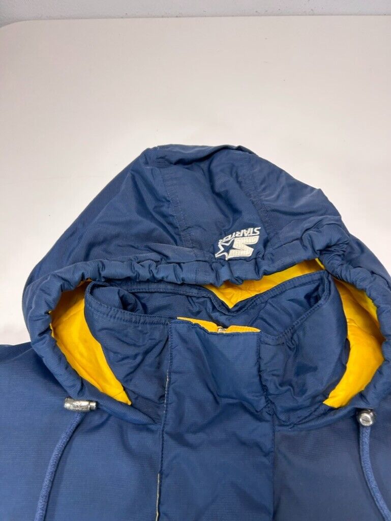 Vintage 90s Michigan Wolverines NCAA 1/2 Zip Starter Hooded Jacket Size Medium