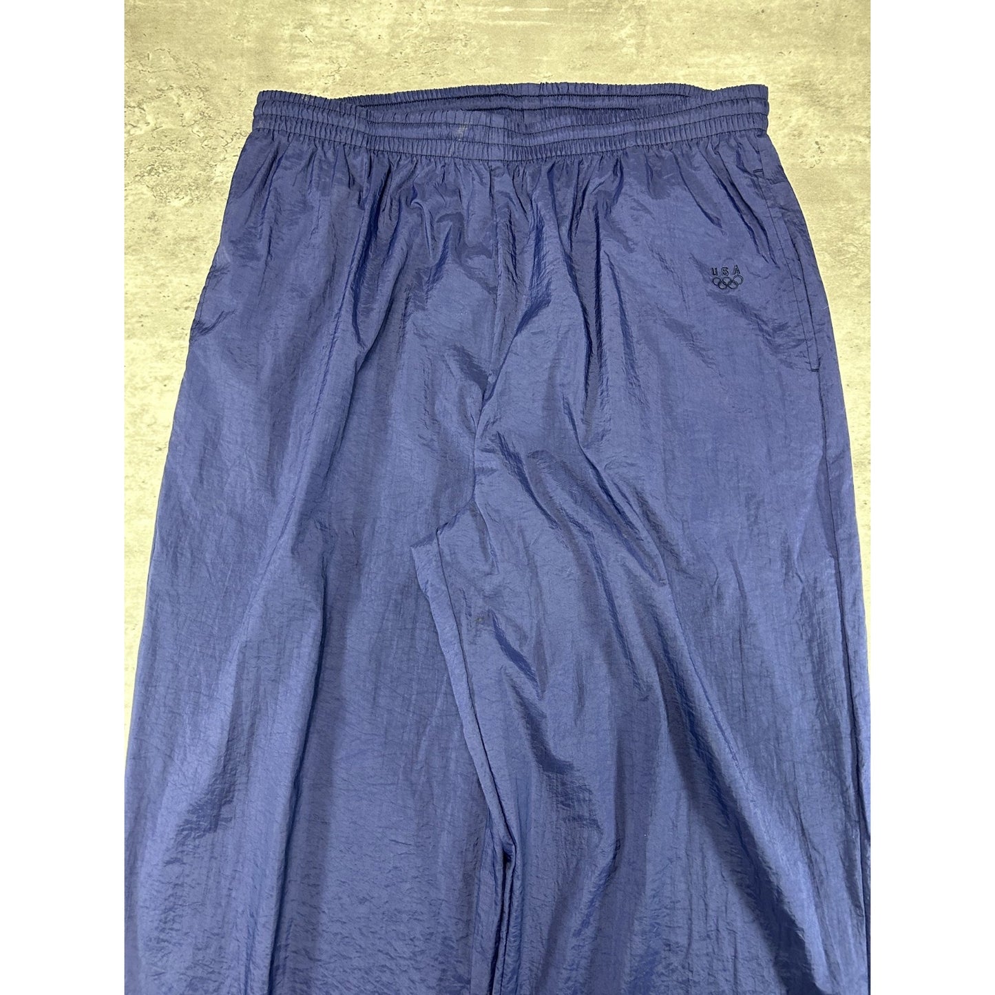 Vintage 90s Team USA Olympics Tonal Embroidered Logo Nylon Track Pants Sz Large