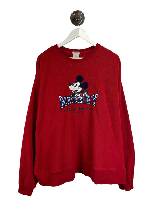 Vintage Disney Mickey Mouse Embroidered Character Fleece Sweatshirt Size 2XL