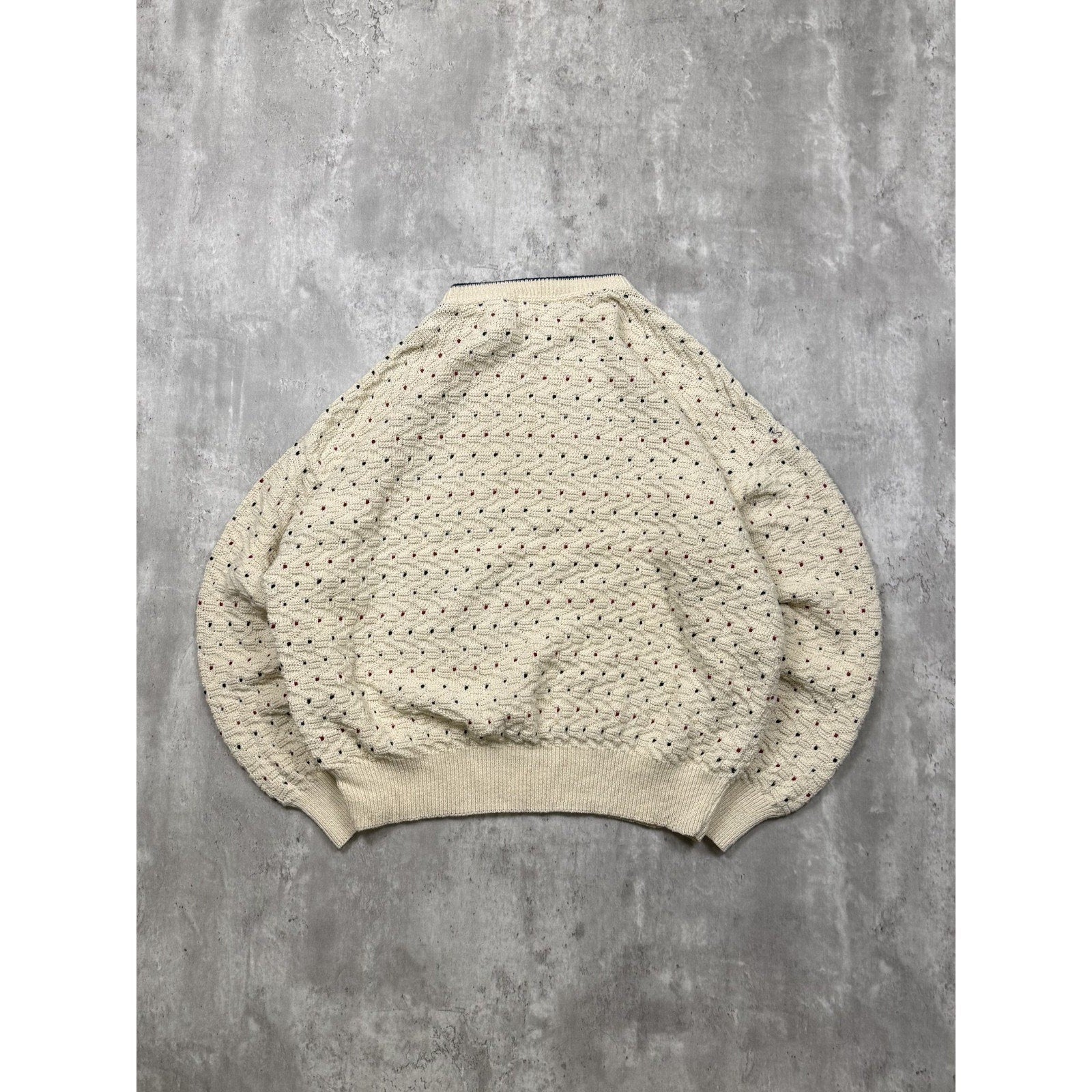 Vintage J.G. Hook Polka Dot Textured Knit Sweater Size Large