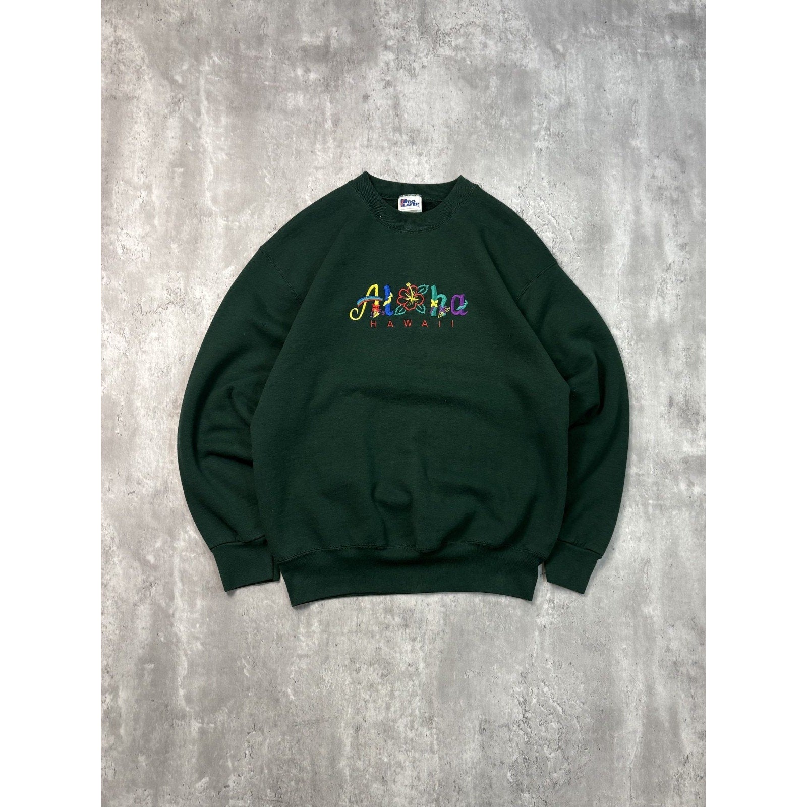 Vintage 90s Aloha Hawaii Embroidered Spellout Destination Sweatshirt Size Large